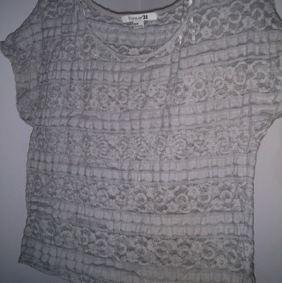Donating! Grey lace boxy top - Picture 1 of 2